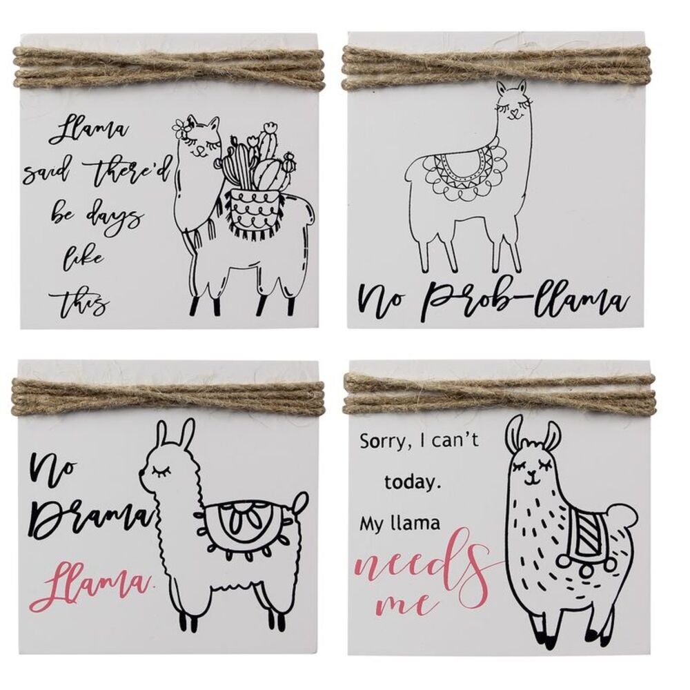 No Llama Needs Me No Drama No Probllama Days Like This Box Signs Set of 4 Wood